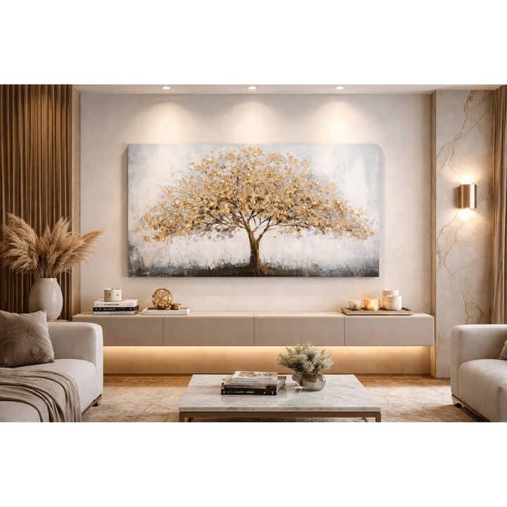 Tablou Reliefat 3D Pictat cu Pomul Vietii 140x70cm - Galdor