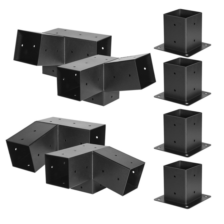 VEVOR pergola tartó készlet, 4x4 hüvelyk, 8 darab, szénacél, időjárásálló