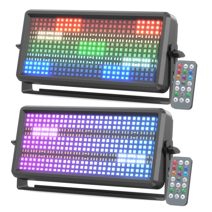 Set 2 buc Proiectoare LED wall washer 120W, RGBW 4-in-1, negru, 40x18x10cm