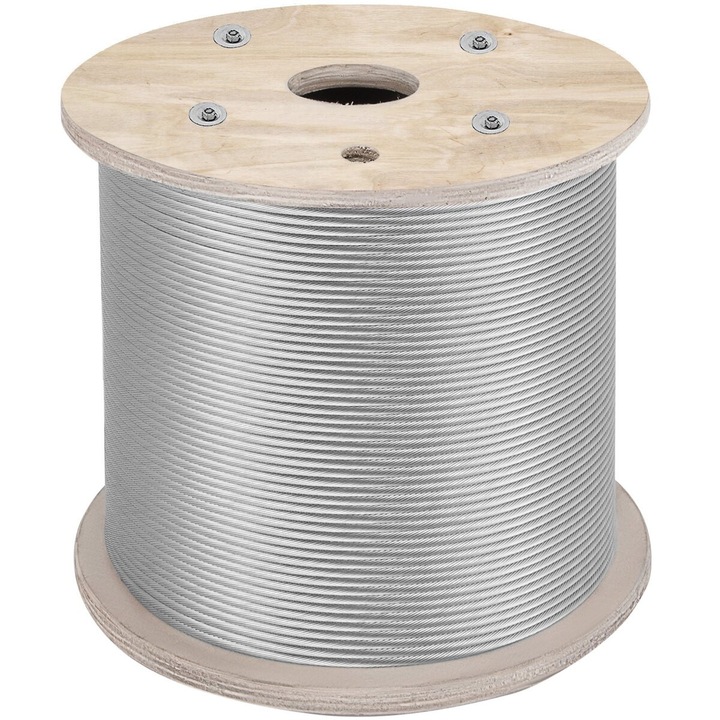 Cablu de sarma din otel inoxidabil 304 1/4", VEVOR, 200ft, 7x19, 10kg, 6400LBS