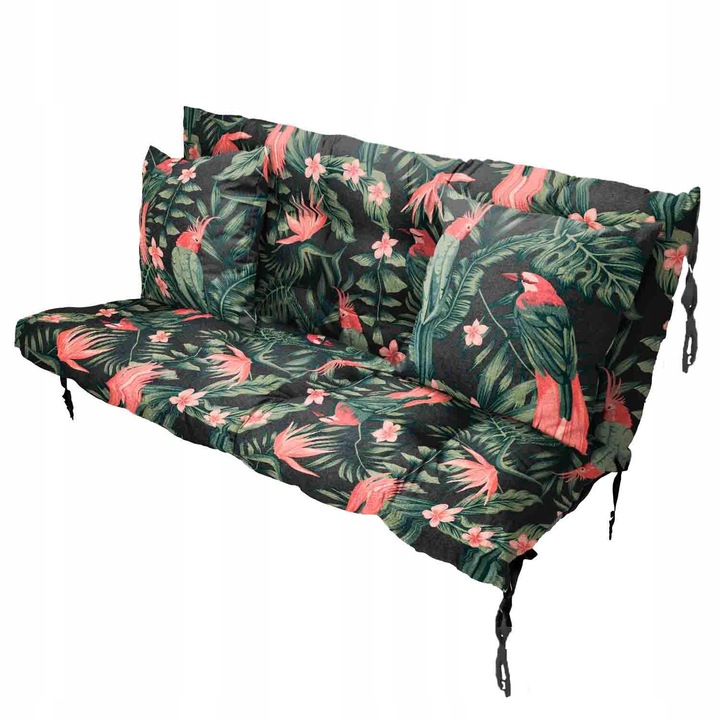 Perne decorative set, 160x55x55cm, Poliester, Papugi cu frunze, Anti-Slip