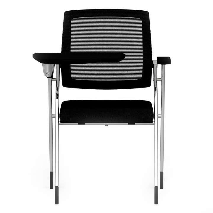 Scaun vizitator Mobman, Negru, structura metalica cromata, masuta rabatabila