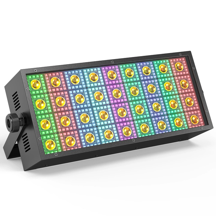 Proiector LED Wall Washer, DMX512, 220W, RGB + alb cald, 2°, negru