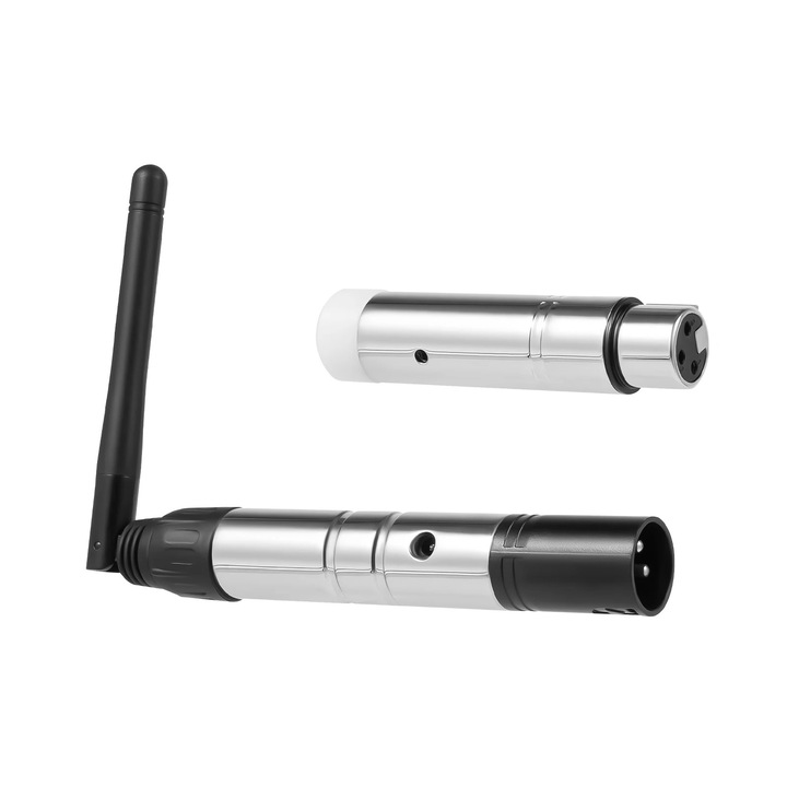 Sistem DMX512 wireless, Kit Transmitator/Receptor 1TX+7RX, 2, 4 GHz, Raza 400 m, Culoare negru/argintiu