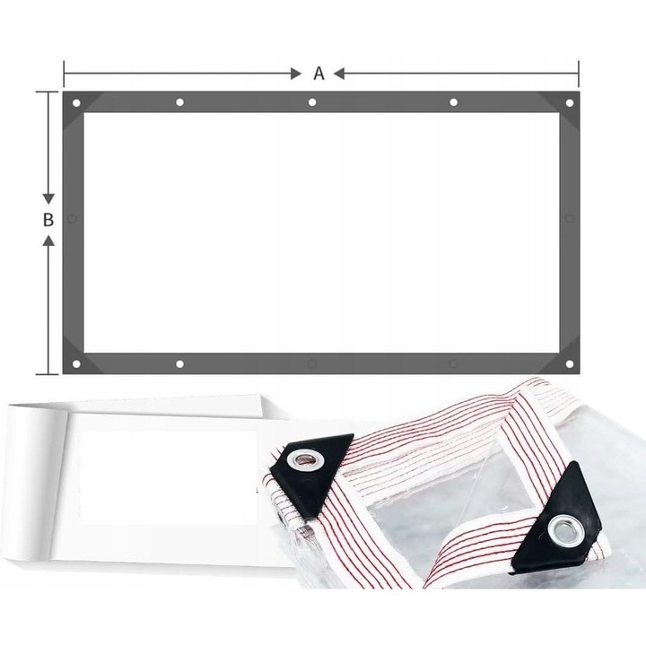 Prelata transparenta 2x1m, material PCW, rezistenta la apa, alba, set