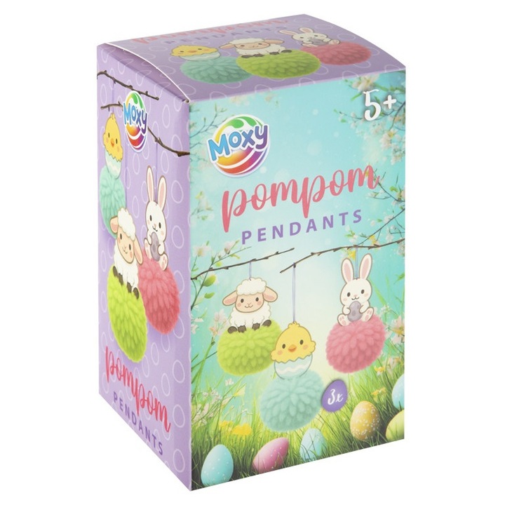 Pom-pom alkotókészlet, Grafix, nyuszi, csibe, bárány, többszínű, 3 sablon