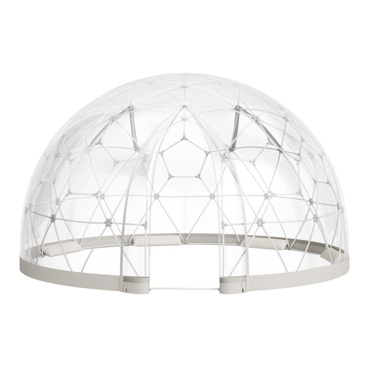 Cort geodezic gradina VEVOR, 3.6x2.2m, alb transparent, pentru 4-7 persoane