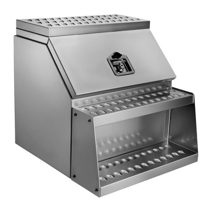 Cutie de unelte pentru camion semi, VEVOR, aluminiu, impermeabil, dimensiuni 610x695x645 mm, capacitate de incarcare mare