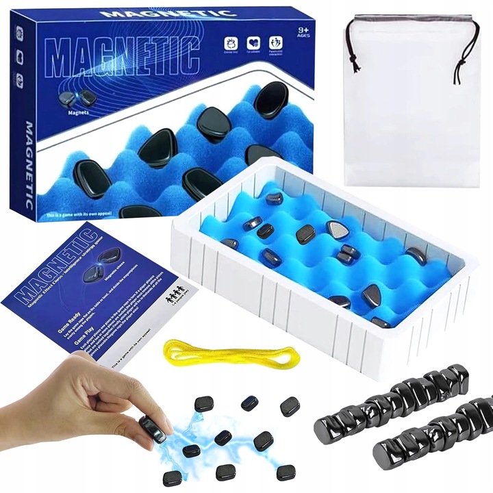 Set de sah magnetic, 20 piese, negru, pentru 2 jucatori, educativ, pentru copii si adulti