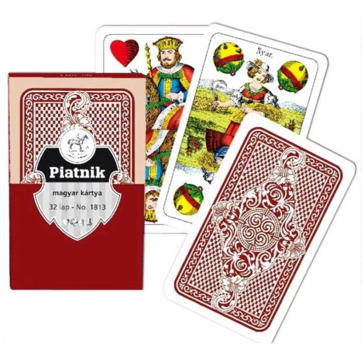 Carti de Joc Piatnik 32 Carti, Model Clasic Maghiar, Joc de Societate pentru Familie si Prieteni