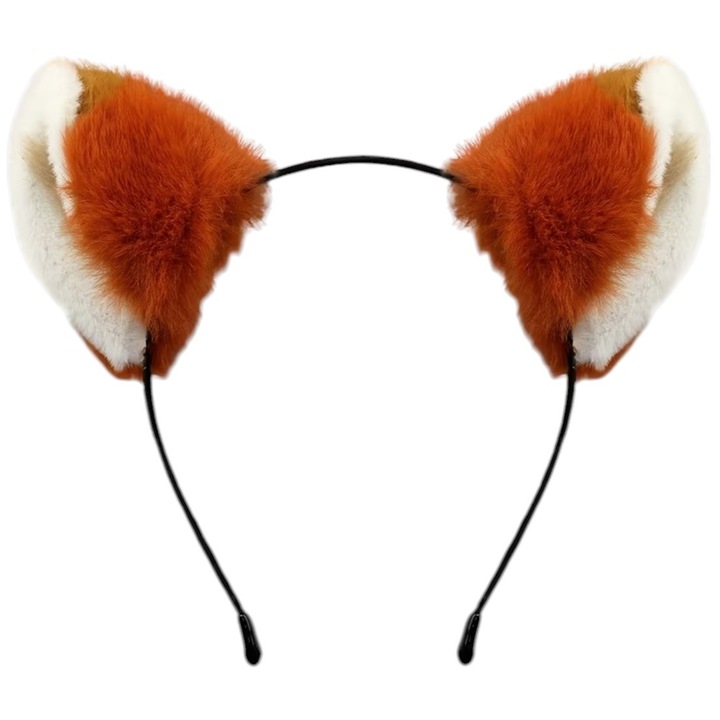 Bentita cu urechi pentru costum vulpe, din blana, multicolora, marime universala