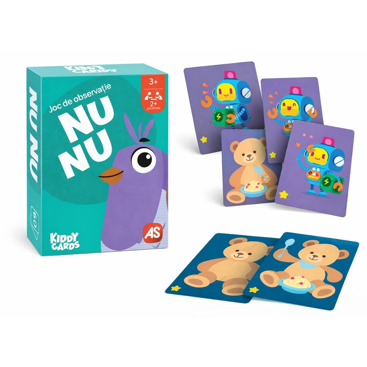 Joc de carti Kiddy Card, Avaleea, observatie si memorie, 60 carduri, Verde, 105x75x25mm