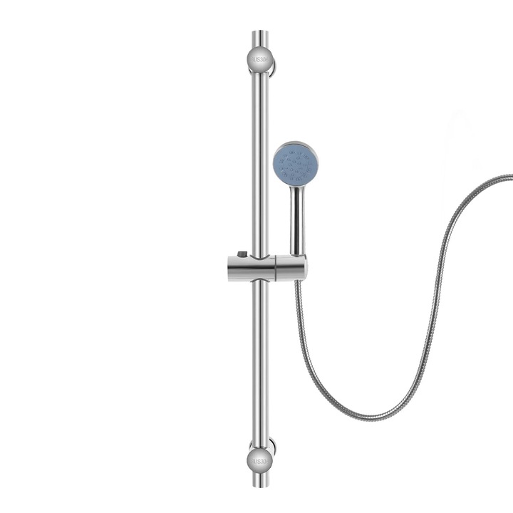 Bara glisanta pentru dus, montaj pe perete, cu suport pentru para de dus, otel inoxidabil, 360° rotativa, reglabila pe inaltime