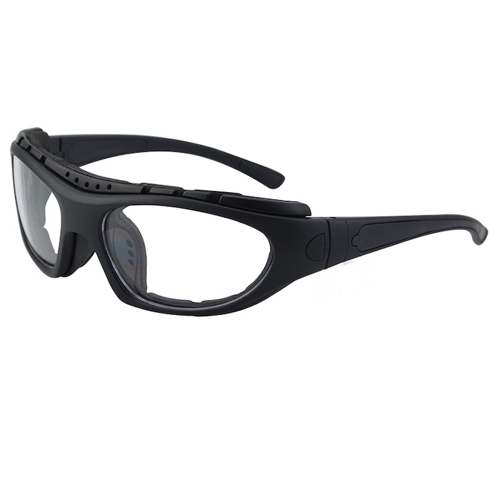 Ochelari de protecție, ORBER, lentile HD transparente, ramă neagră, 15x5x6cm