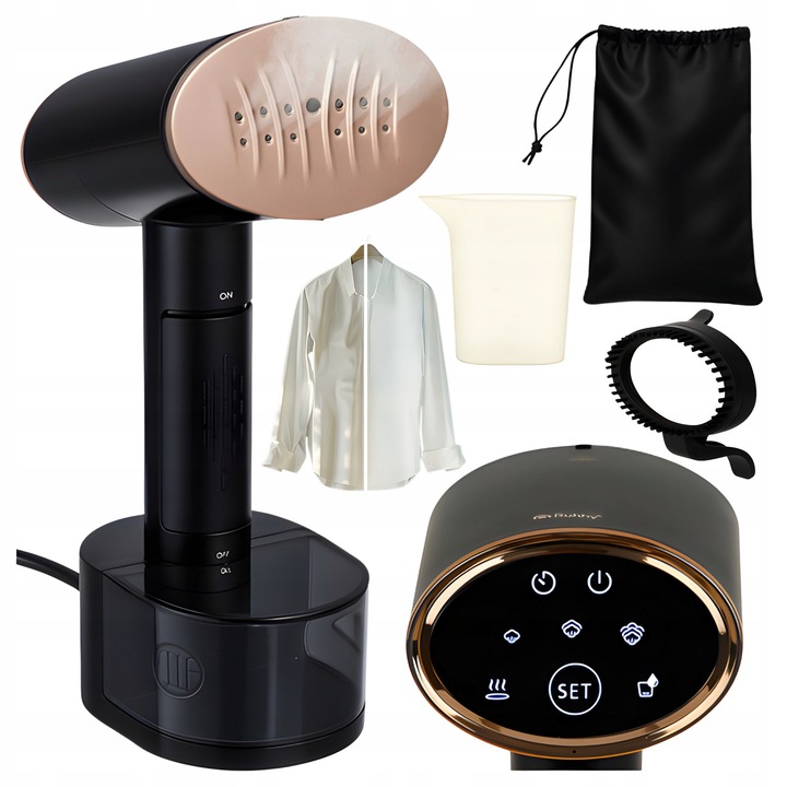 Aparat de calcat 2000W, 3 niveluri de abur, set complet, neagra, 28x11,5x13cm