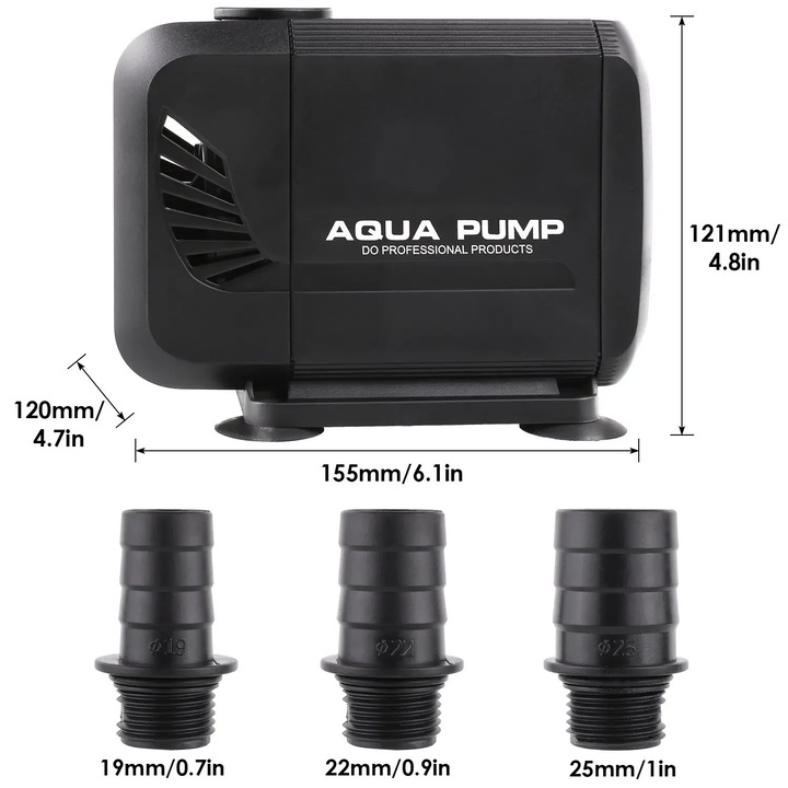 Pompa de fantana, Pompa de apa submersibila, 40 W, 3000 L/h, Cablu de alimentare 2, 3 m, 3 Duze, Roz