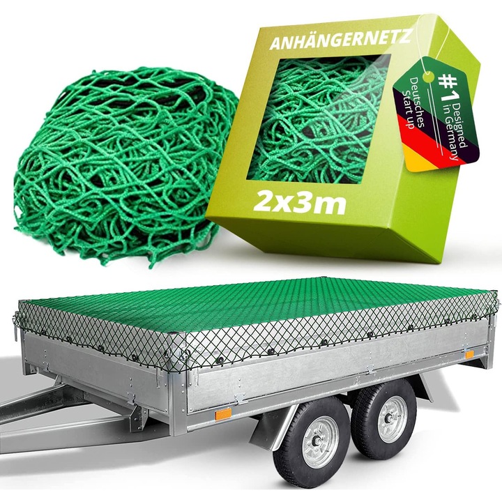 Plasa remorca verde 2x3m, extensibila pana la 3,8x4,2m, pentru remorca