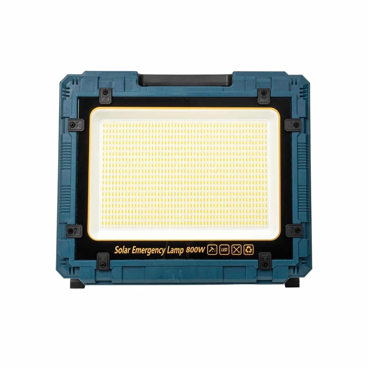 Proiector LED FOXMAG24 800W, încărcare solară și USB, panou detașabil, 37x31x8cm
