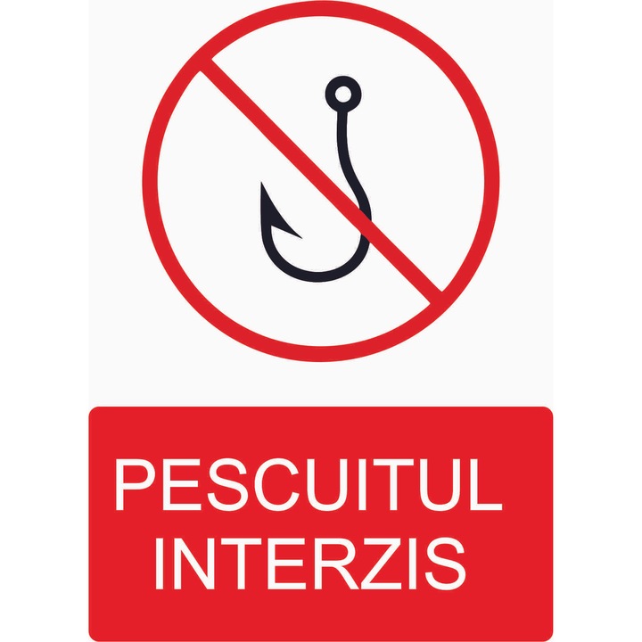Autocolant decorativ Alicom Solutions, pescuitul interzis, 105x148mm, PVC, aplicare pe toate suprafetele