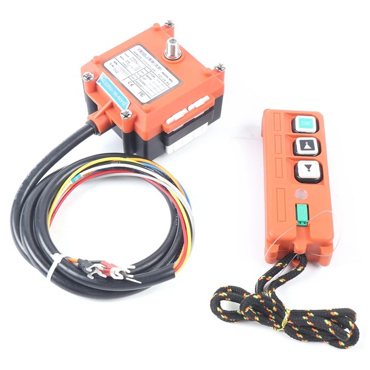 Telecomanda pentru macara, Transmitator radio, Raza 100 m, Pentru mini palan electric si troliu, Industrial, Portocaliu