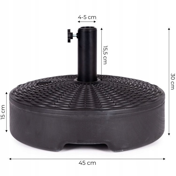 Baza pentru parasol, 22L, HDPE, negru, set complet