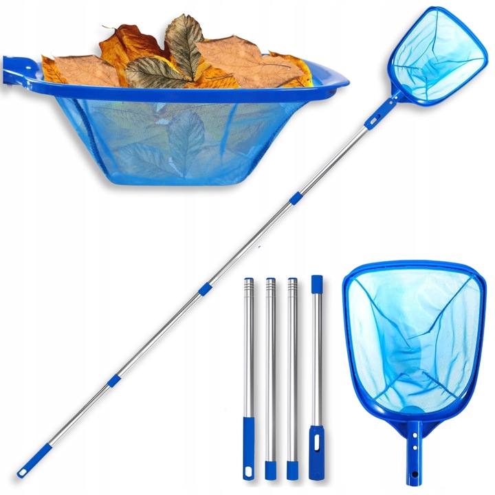 Set curatare piscina, telescop 120 cm, plasa colectare, albastru