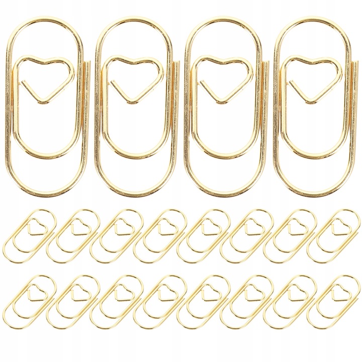 Agrafa de hartie inimioara draguta 100 buc 2x1cm, rezistenti la rupere, auriu