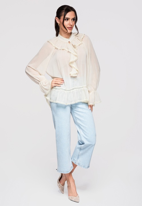 Bluza cu volane LARICA OW-TS-E0005, Negru, One Size