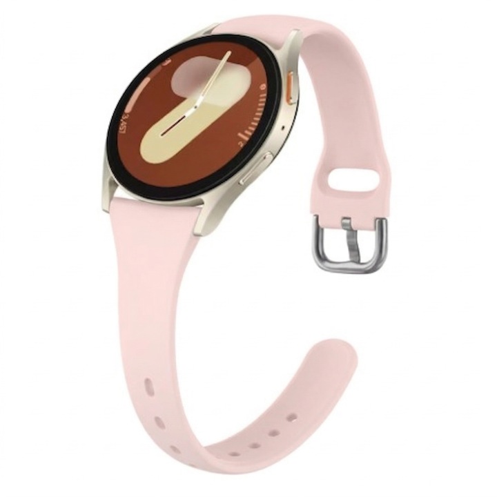 Vékony szíj Samsung Galaxy Watch 4 / 5 / 6 / 7 / FE, Huawei Watch GT2 / GT3 42mm, Amazfit Bip GTR 42mm, GTS 2 / 3 / 4 / Mini, Garmin Forerunner 165 / 245 / 55 / 645, Venu / SQ, Vivoactive 3 / 5 / Music, 20mm, szilikon, rózsaszín