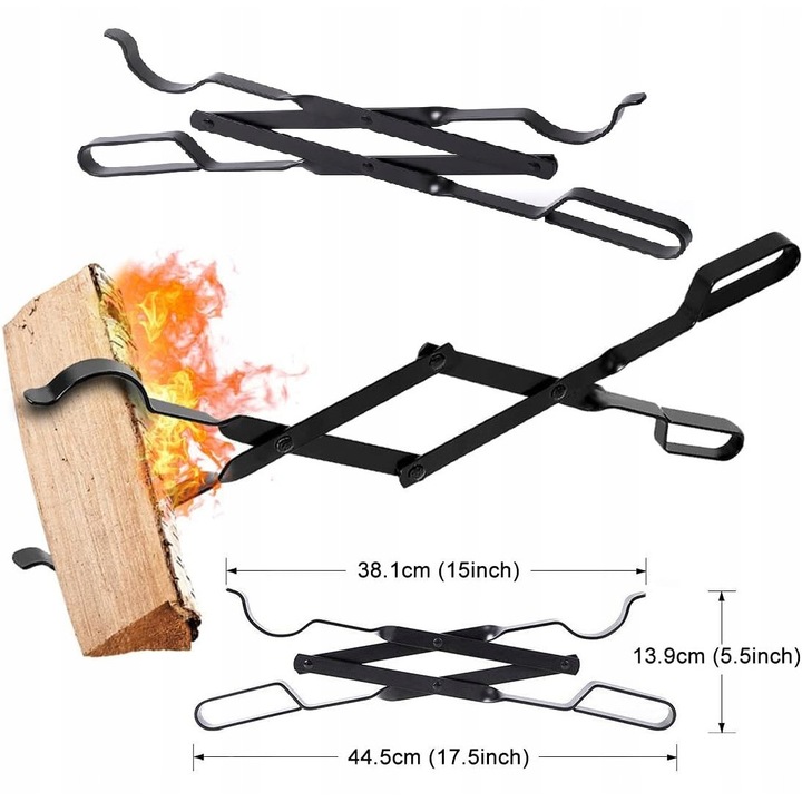 Cleste pentru lemne, 66cm, inoxidabil, set pentru gratar, rezistente la foc