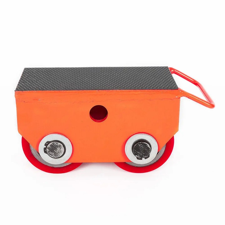 Mover pentru utilaje, 2 roti, Otel turnat + roti PU, Rosu, 18x10x11cm