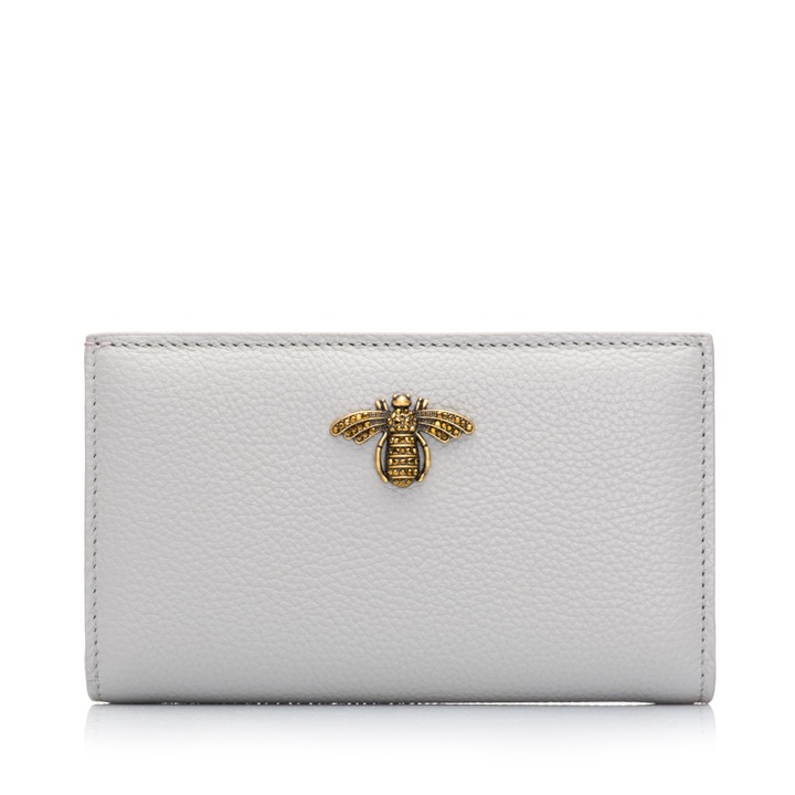 Portofel dama, Musette, GIADA, Piele naturala, Gri, 16 x 9 cm