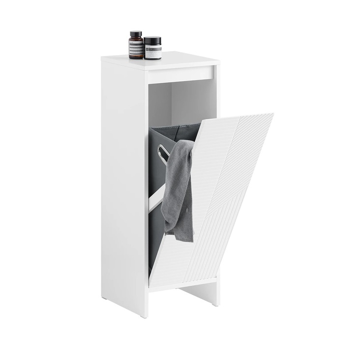 Dulap pentru rufe alb, 30x87x30cm, design compact, cu saculet integrat