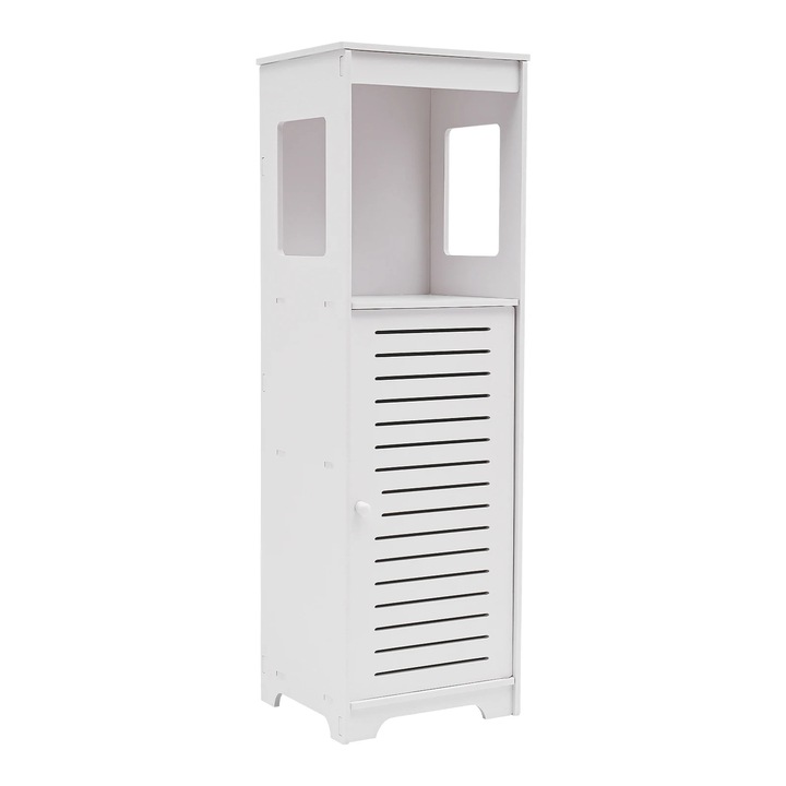 Dulap de depozitare pentru baie, dulap de podea independent, ingust pentru spatii mici, depozitare hartie igienica, plastic, multifunctional