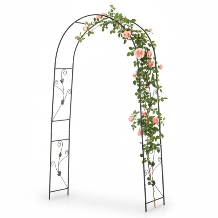 Pergola De Gradina Cu Carlige Pentru Fixare In Sol, Dimensiune 114 x 37 x 230 cm, Culoare Verde Inchis