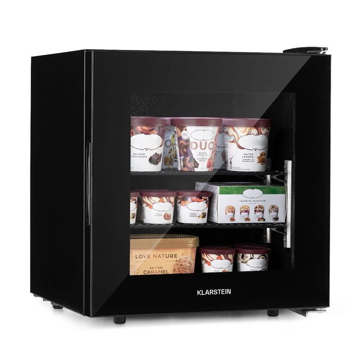 Congelator Klarstein IceAge 36, 36 Litri, 2 Niveluri, Termostat, Fata Din Sticla, 47x51x44cm