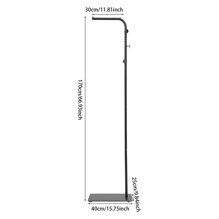 Cuier vertical cu baza din ardezie, negru, 170 cm, cu 3 carlige, pentru jachete si genti