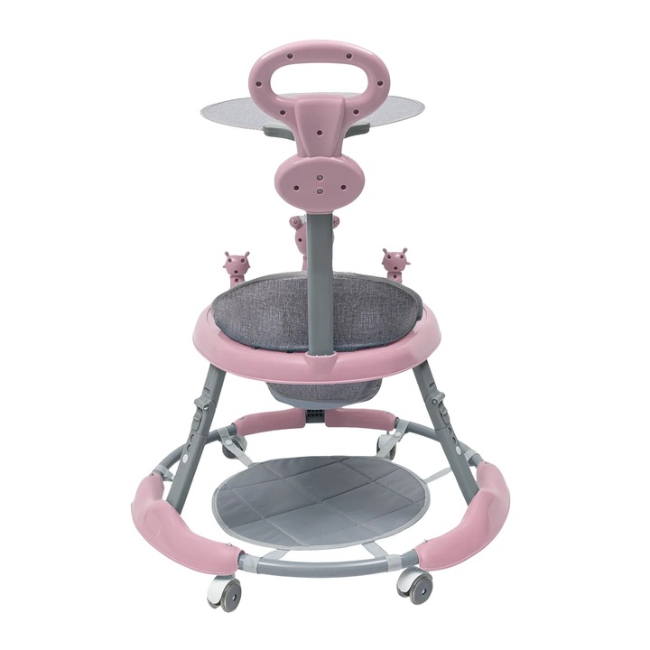 Premergator, inaltime ajustabila, tava de jucarii multifunctionala, roz