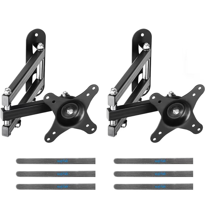 Suport reglabil pentru monitor/TV, negru, instalare pe perete, brat extensibil, rotire 360, 13kg