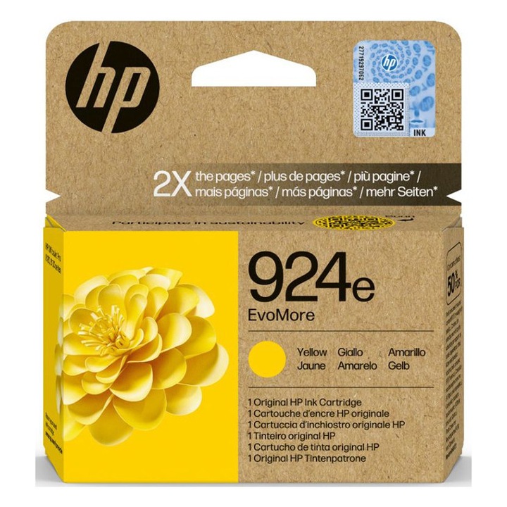Cartus imprimanta HP 924e EvoMore, galben, 800 pagini, 1 buc.