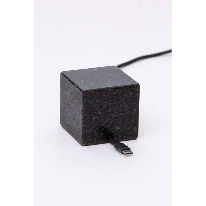 Galaxy Black gránit kábel tartó, 6x6cm, irodai dekorációs tárgy
