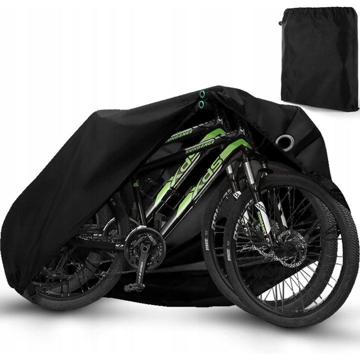 Set 2x Husa pentru bicicleta, impermeabila, neagra, 200x110x70cm
