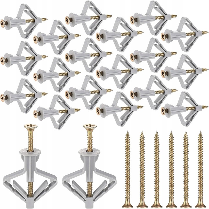 Set 100 Kolki Rozporowe pentru Placi Gips-carton, Motile, Material Durabil, Usor de Montat