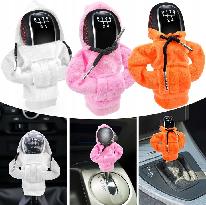Set 3x protectii pentru manere schimbator de viteze, portocalie, roz, alb, 6cm x 13cm