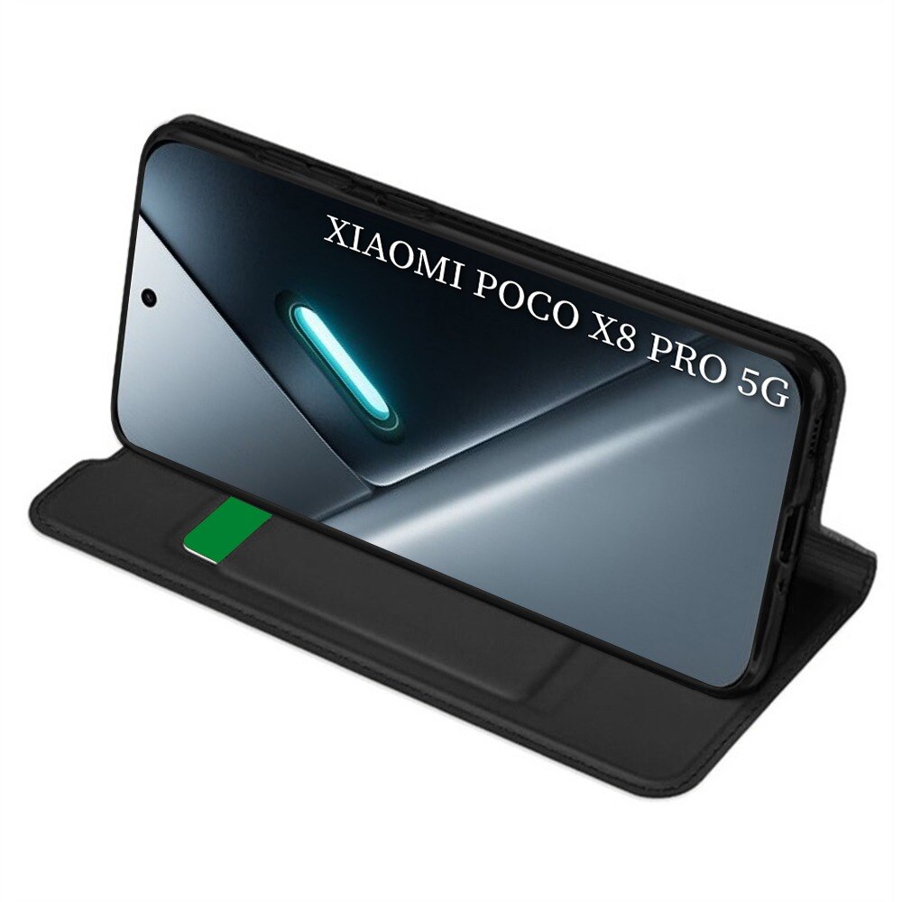 Husa Tip carte pentru Xiaomi Poco X8 Pro DaDen® Magskin Book, Antisoc, Protectie completa spate-ecran, Buzunar card, Piele ecologica, Negru