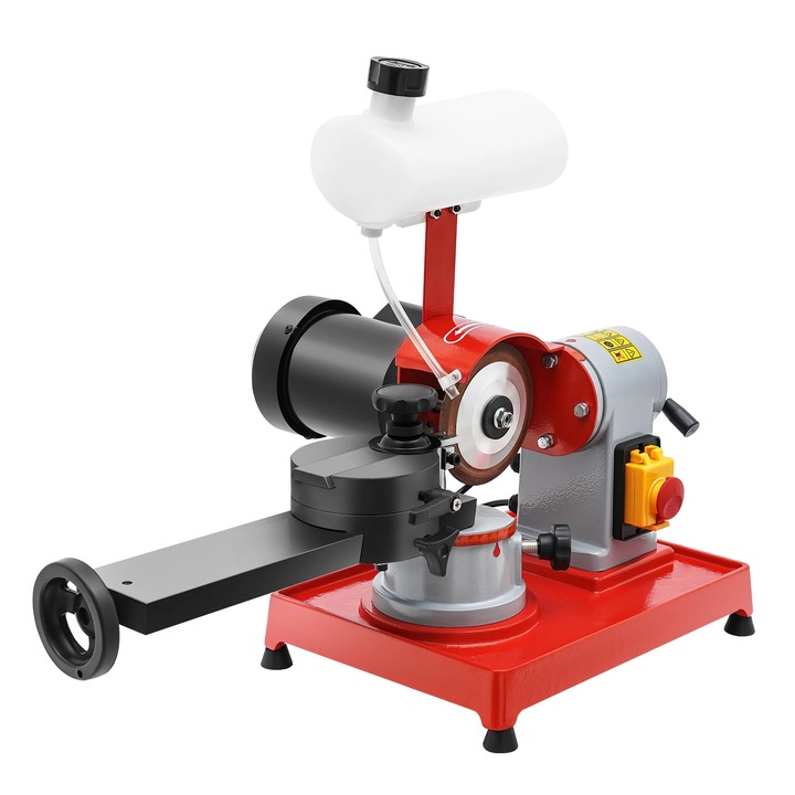 Masina de ascutit panze de ferastrau, Ascutitor pentru panze circulare, 370 W, 2850 RPM, Unghi reglabil, Pentru prelucrarea lemnului, Rosu