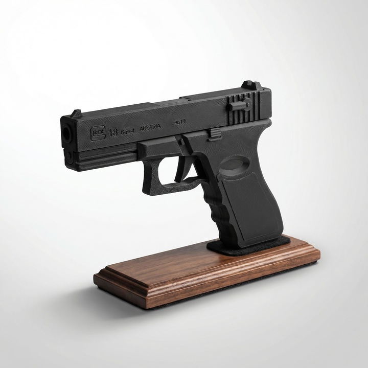 Pistol de Jucarie cu Mecanism Elastice, Negru, Plastic PLA, 19 cm