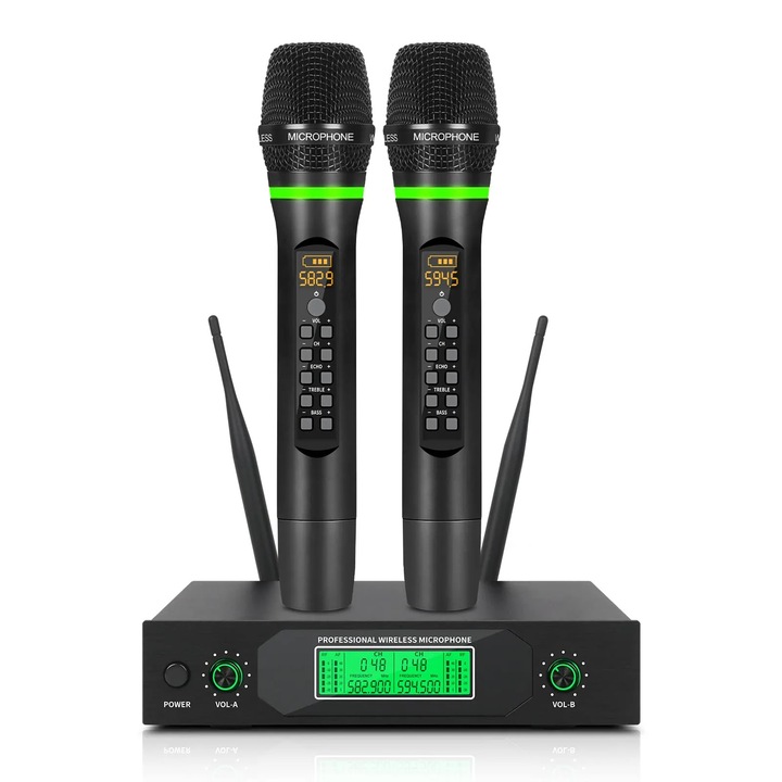 Sistem de microfon wireless UHF, portabil, dynamic, 50 canale, metal