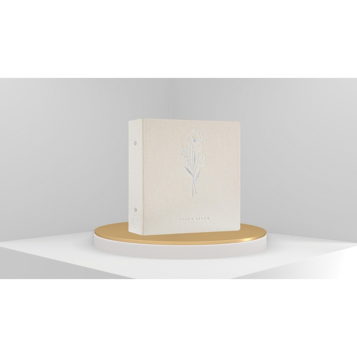 Album foto XL cu 600 de poze, coperta din in, 31,5x33,8x5 cm, bej