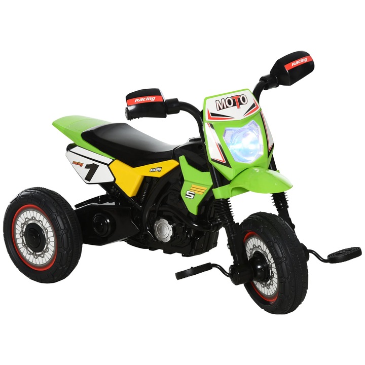 Motocicleta ride-on pentru copii, Jucarie de calarit, Varsta 18–36 luni, Dimensiuni 71×40×51 cm, Verde